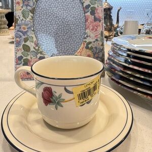 Lenox Cream and Red Mugs for Dining